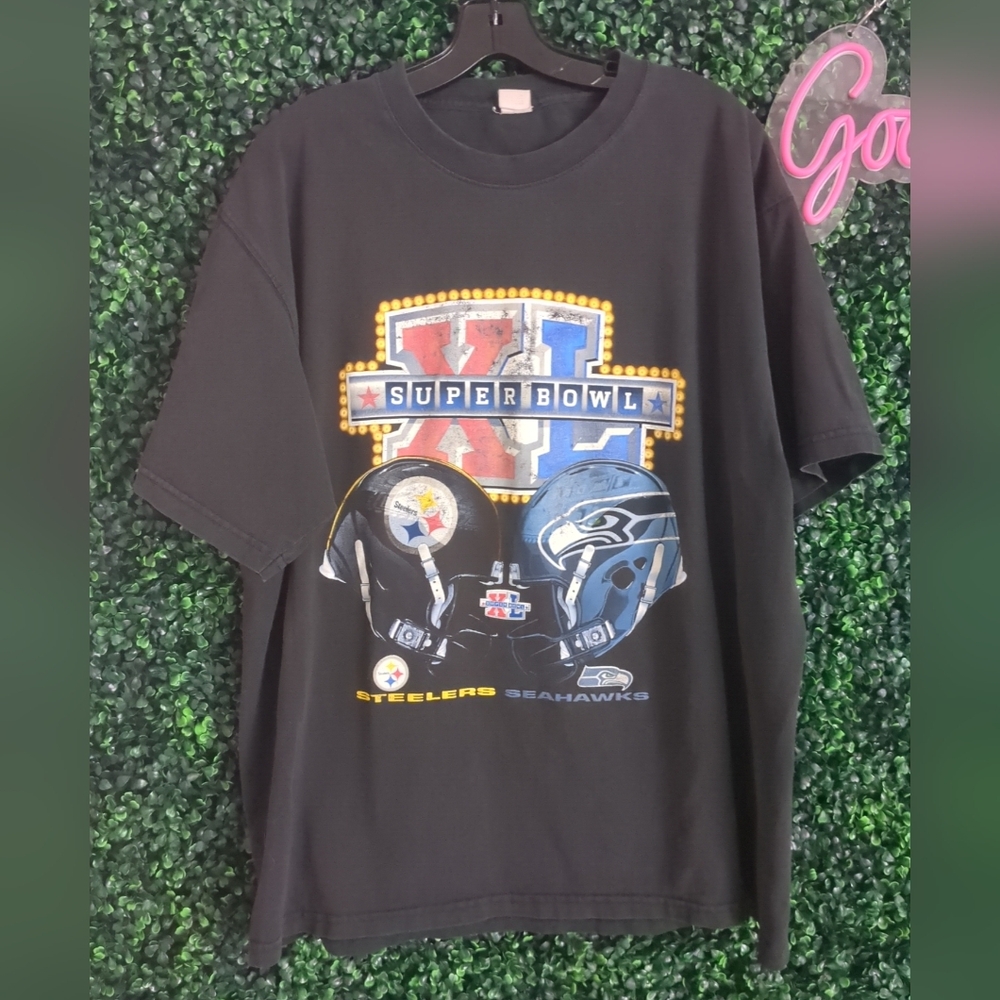 VTG Super Bowl XL 40 T Shirt Size XL Steelers Seahawks NFL Vintage